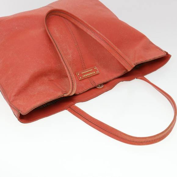 BURBERRY Tote Bag Leather Orange Auth ti965 - Picture 6 of 16